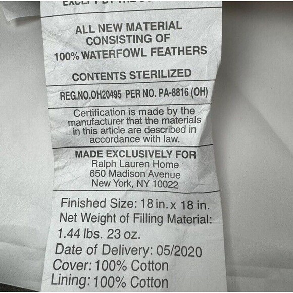 Lauren Ralph Lauren Home 18” Square Flora Rib-Knit Throw Pillow (1) $135 - Picture 3 of 5